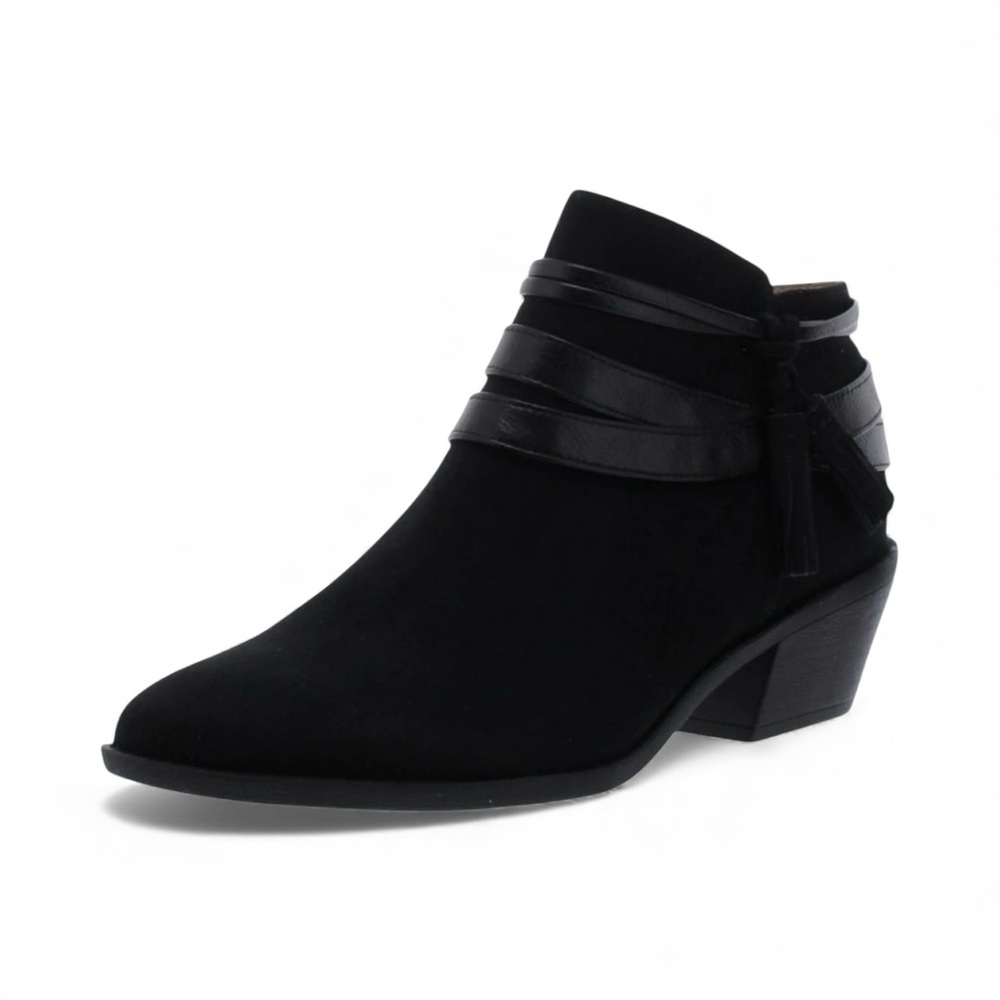LifeStride Paloma Faux Suede Western Ankle Boots Zipper Black 9.5W Wide NEW - Picture 9 of 15